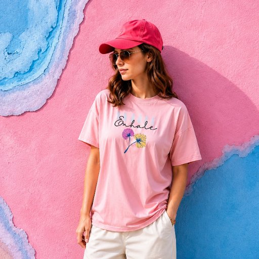 Exhale Floral — Women's Oversized Graphic T-Shirt