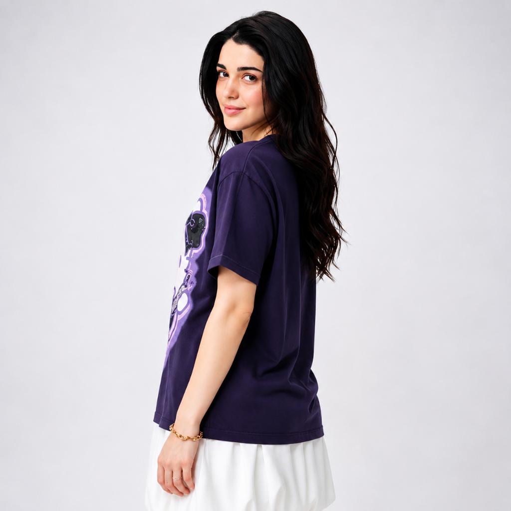Kitty Rockstar — Women's Oversized Graphic T-Shirt
