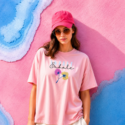 Exhale Floral — Women's Oversized Graphic T-Shirt