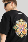 Black Oversized "Reality Is Created By The Mind" Psychedelic Mandala T-Shirt