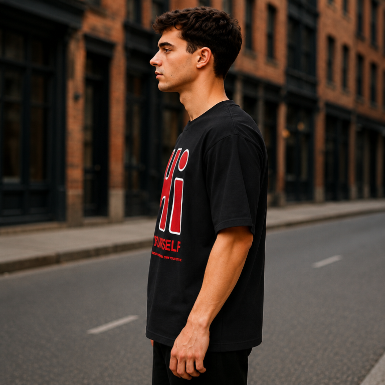 Hi Be Yourself — Men's Oversized Graphic T-Shirt