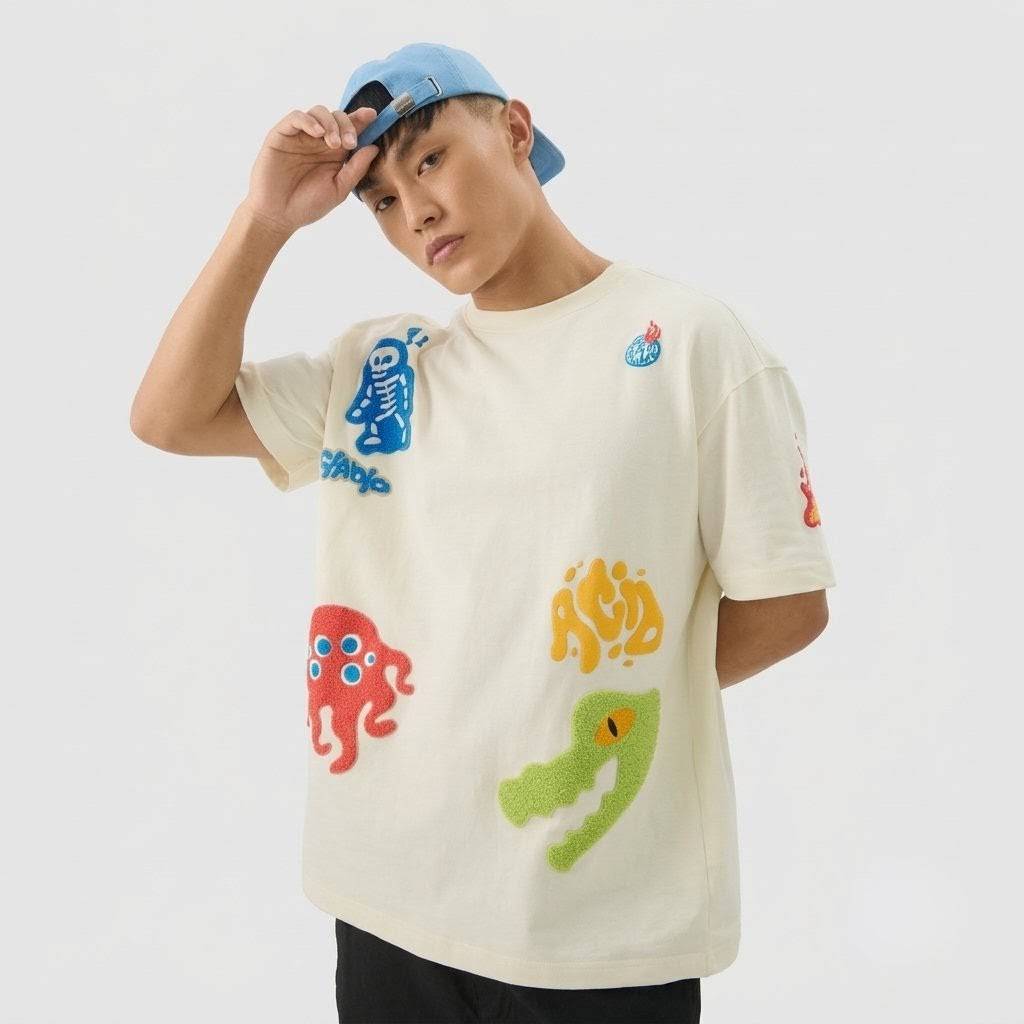MMKAY Acid Monsters — Men's Oversized Graphic T-Shirt